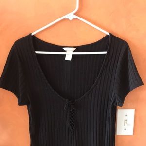 H&M | ribbed lace up top